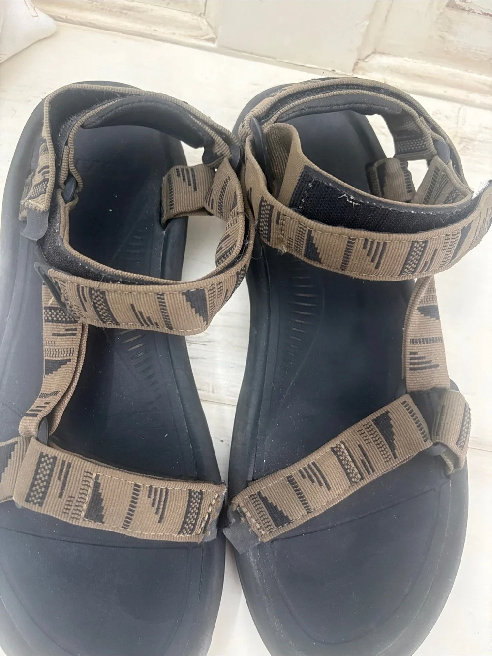 Teva Men's Brown and Black Adjustable Strap Sandals